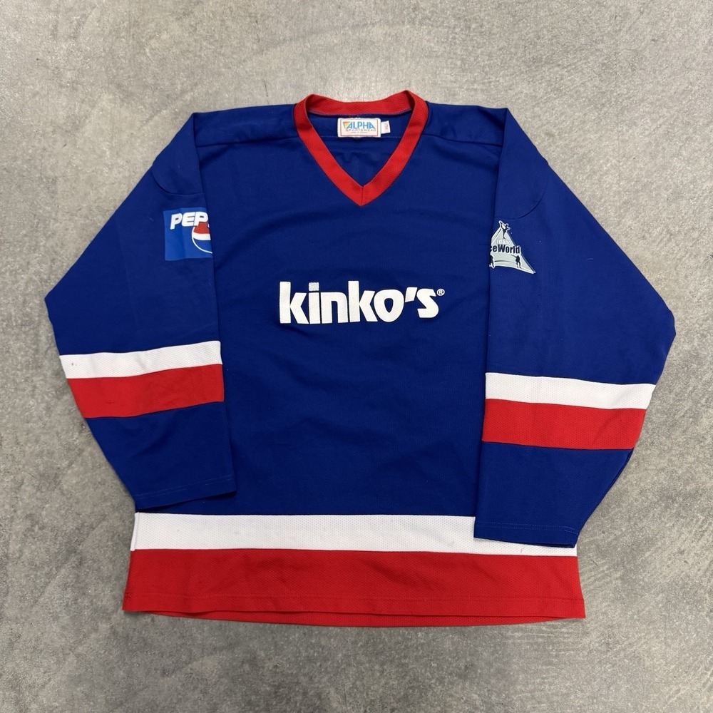 Vintage Kinko's Hockey Jersey XL Pepsi Idaho IceWorld Alpha Sportswear